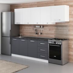 Minar 260 Cm Mutfak Dolabı Beyaz Antrasit 260-A7