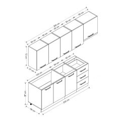 Minar 260 Cm Mutfak Dolabı Beyaz Antrasit 260-A7