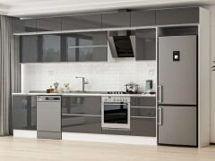 Alvinka 390X240 Cm High Gloss Mutfak Dolabı Mb-E80S60S50-2 High Gloss | Antrasit - Mdf