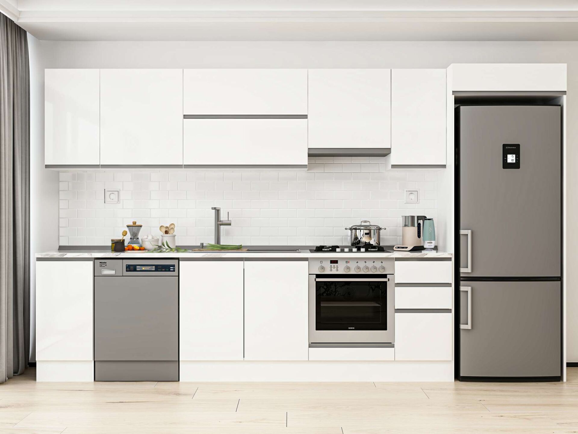 Alvinka 370X222 Cm High Gloss Mutfak Dolabı Mb-E90S40S40-1