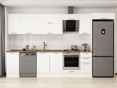 Alvinka 375X222 Cm Klasik Mebran Mutfak Dolabı Mb-E90S45S40-2 Mebran | Beyaz - Mdf