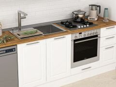 Alvinka 375X222 Cm Klasik Mebran Mutfak Dolabı Mb-E90S45S40-2 Mebran | Beyaz - Mdf