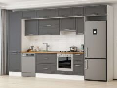 Alvinka 380X240 Cm Klasik Mebran Mutfak Dolabı Beyaz Beyaz Mbb-E80B60S40-1 Mebran | Antrasit - Suntalam