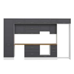 Alvinka 380X240 Cm Klasik Mebran Mutfak Dolabı Beyaz Beyaz Mbb-E80B60S40-1 Mebran | Antrasit - Suntalam