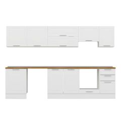 Alvinka 315X210 Cm Klasik Mebran Mutfak Dolabı M-E90S60S45-1 Mebran | Beyaz - Suntalam