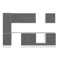 Alvinka 320X210 Cm High Gloss Mutfak Dolabı Mb-E90B50S60-2 High Gloss | Antrasit - Suntalam