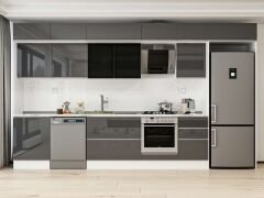 Alvinka 390X240 Cm High Gloss Mutfak Dolabı Mb-E80S60S50-3 High Gloss | Antrasit - Suntalam