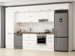 Alvinka 380X240 Cm Klasik Mebran Mutfak Dolabı Beyaz Beyaz Mbb-E80B60S40-1 Mebran | Beyaz - Mdf