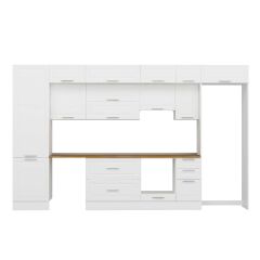 Alvinka 380X240 Cm Klasik Mebran Mutfak Dolabı Beyaz Beyaz Mbb-E80B60S40-1 Mebran | Beyaz - Mdf