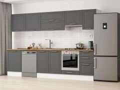 Alvinka 315X210 Cm Klasik Mebran Mutfak Dolabı M-E90S60S45-1 Mebran | Antrasit - Suntalam