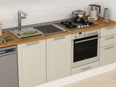 Alvinka 375X222 Cm Klasik Mebran Mutfak Dolabı Mb-E90S45S40-2 Mebran | Kumtaşı - Mdf