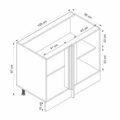 Alvinka Mutfak Modül Mbr_A Alt 1K1R 105Cm Köşe Dolap Beyaz Kumtaşı Mdf