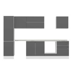 Alvinka 320X210 Cm High Gloss Mutfak Dolabı Mb-E90B50S60-2 High Gloss | Antrasit - Mdf