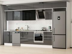 Alvinka 390X240 Cm High Gloss Mutfak Dolabı Mb-E80S60S50-3 High Gloss | Antrasit - Mdf