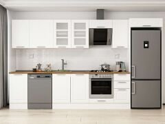 Alvinka 375X222 Cm Klasik Mebran Mutfak Dolabı Mb-E90S45S40-3 Mebran | Beyaz - Suntalam