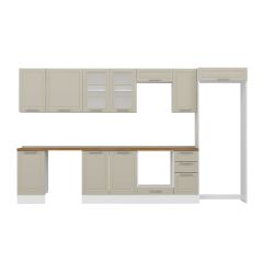 Alvinka 375X222 Cm Klasik Mebran Mutfak Dolabı Mb-E90S45S40-3 Mebran | Kumtaşı - Suntalam