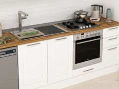 Alvinka 375X222 Cm Klasik Mebran Mutfak Dolabı Mb-E90S45S40-3 Mebran | Beyaz - Mdf