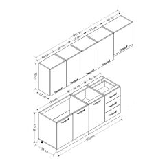 Minar 260 Cm Mutfak Dolabı Beyaz Dore 260-D7