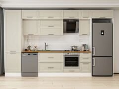 Alvinka 380X240 Cm Klasik Mebran Mutfak Dolabı Beyaz Beyaz Mbb-E80B60S40-2 Mebran | Kumtaşı - Suntalam