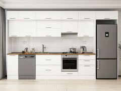Alvinka 380X240 Cm Klasik Mebran Mutfak Dolabı Beyaz Beyaz Mb-E80S40S60-1
