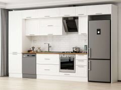 Alvinka 380X240 Cm Klasik Mebran Mutfak Dolabı Beyaz Beyaz Mbb-E80B60S40-2 Mebran | Beyaz - Mdf