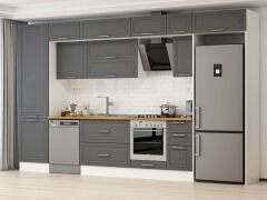 Alvinka 380X240 Cm Klasik Mebran Mutfak Dolabı Beyaz Beyaz Mbb-E80B60S40-2 Mebran | Antrasit - Mdf