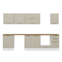 Alvinka 315X210 Cm Klasik Mebran Mutfak Dolabı M-E90S60S45-2 Mebran | Kumtaşı - Suntalam