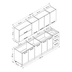 Minar 265 Cm Mutfak Dolabı Beyaz 265-B2