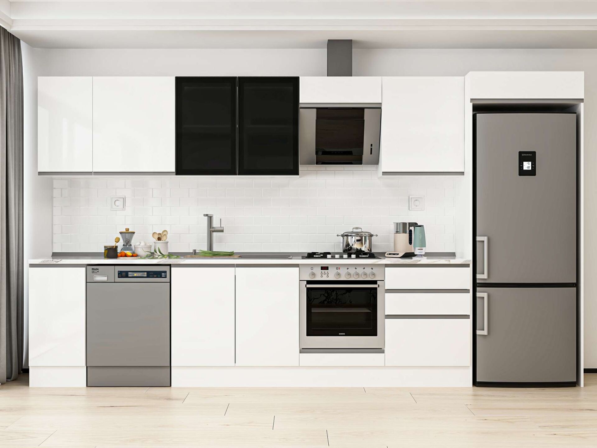 Alvinka 390X222 Cm High Gloss Mutfak Dolabı Mb-E90S40S60-3