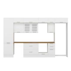 Alvinka 380X240 Cm Klasik Mebran Mutfak Dolabı Beyaz Beyaz Mbb-E80B60S40-3 Mebran | Beyaz - Suntalam