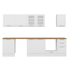 Alvinka 315X210 Cm Klasik Mebran Mutfak Dolabı M-E90S60S45-3 Mebran | Beyaz - Suntalam