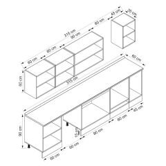 Alvinka 315X210 Cm Klasik Mebran Mutfak Dolabı M-E90S60S45-3 Mebran | Beyaz - Suntalam