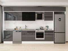 Alvinka 400X240 Cm High Gloss Mutfak Dolabı Mb-E80S60S60-3 High Gloss | Antrasit - Suntalam