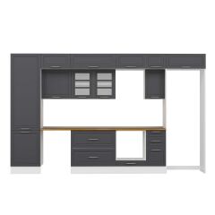 Alvinka 380X240 Cm Klasik Mebran Mutfak Dolabı Mbb-E80B60S40-3 Mebran | Antrasit - Mdf