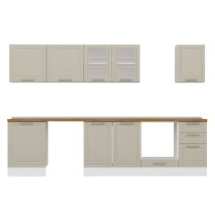 Alvinka 315X210 Cm Klasik Mebran Mutfak Dolabı M-E90S60S45-3 Mebran | Kumtaşı - Suntalam