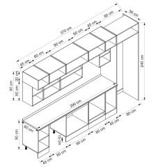 Alvinka 370X240 Cm Klasik Mebran Mutfak Dolabı Beyaz Beyaz Mb-E80S45S45-3