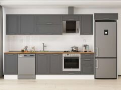 Alvinka 380X222 Cm Klasik Mebran Mutfak Dolabı Mb-E90S45S45-2 Mebran | Antrasit - Suntalam