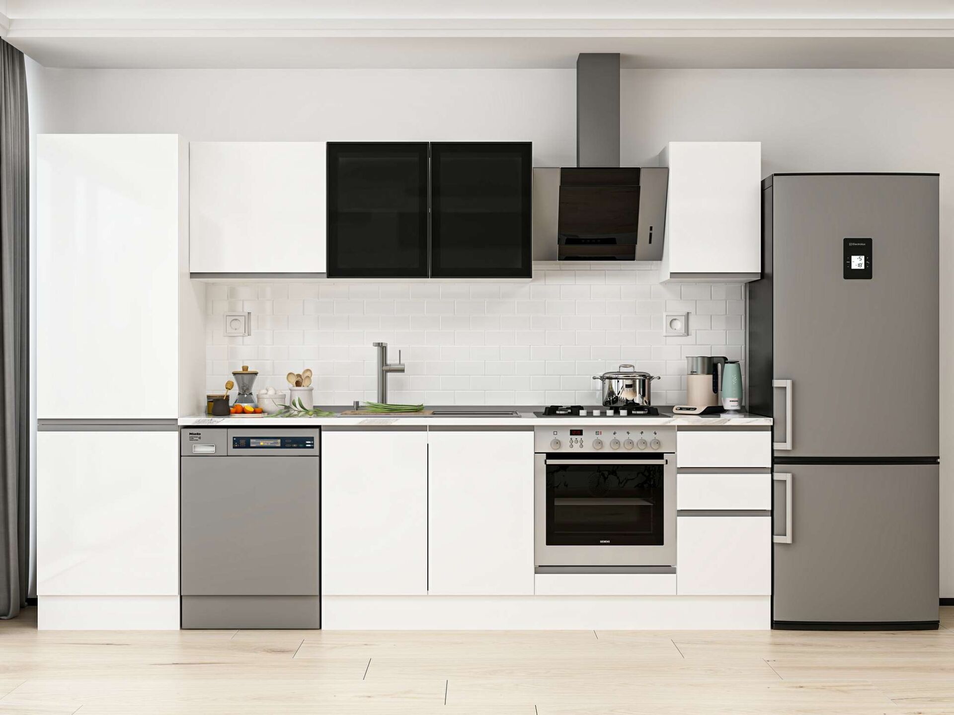 Alvinka 310X210 Cm High Gloss Mutfak Dolabı Mb-E90B60S40-3 High Gloss | Beyaz - Mdf