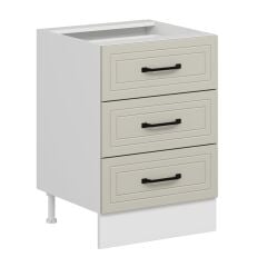 Alvinka Mutfak Modül Mbr_A Alt 3Ç Nray 60Cm Dolap Beyaz Kumtaşı Suntalam