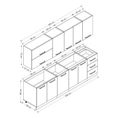 Minar 265 Cm Mutfak Dolabı Beyaz Antrasit 265-A2