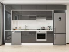 Alvinka 360X240 Cm High Gloss Mutfak Dolabı Mbb-E80B40S40-1 High Gloss | Antrasit - Suntalam