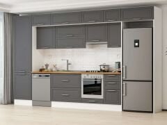 Alvinka 385X240 Cm Klasik Mebran Mutfak Dolabı Mbb-E80B60S45-1 Mebran | Antrasit - Suntalam