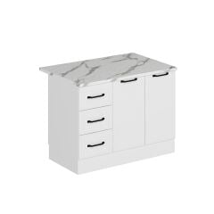 Alvinka 120 Cm Mbr_A Ada Mutfak Dolabı Beyaz Beyaz