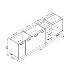 Minar 265 Cm Mutfak Dolabı Beyaz Antrasit 265-A3