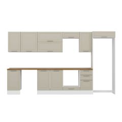 Alvinka 380X222 Cm Klasik Mebran Mutfak Dolabı Mb-E90S45S45-2 Mebran | Kumtaşı - Mdf