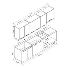 Minar 265 Cm Mutfak Dolabı Beyaz Antrasit 265-A5