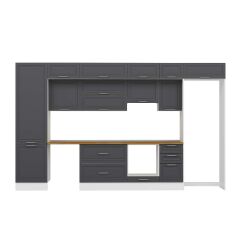 Alvinka 385X240 Cm Klasik Mebran Mutfak Dolabı Mbb-E80B60S45-1 Mebran | Antrasit - Mdf