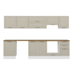 Alvinka 320X210 Cm Klasik Mebran Mutfak Dolabı M-E90S60S50-1 Mebran | Kumtaşı - Suntalam