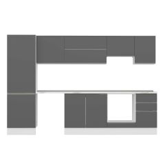 Alvinka 315X210 Cm High Gloss Mutfak Dolabı Mb-E90B60S45-1 High Gloss | Antrasit - Mdf