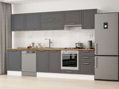 Alvinka 320X210 Cm Klasik Mebran Mutfak Dolabı M-E90S60S50-1 Mebran | Antrasit - Mdf